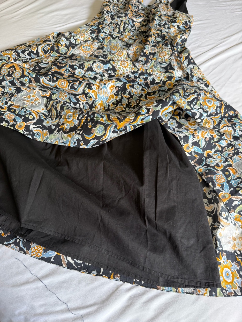 Veronica Beard Jolie Black Gold Blue Floral Paisley Sleeveless A-Line Midi Dress - Picture 12 of 17